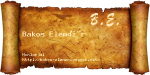 Bakos Elemér névjegykártya