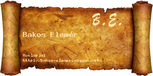 Bakos Elemér névjegykártya